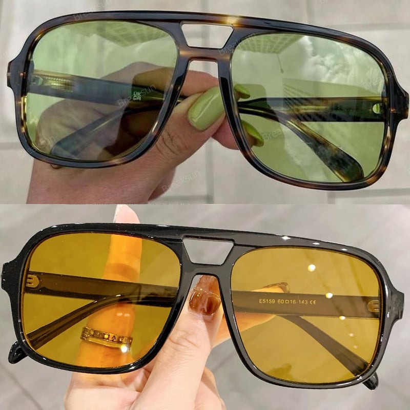 Breaksun Retro Aviator Sunglasses for Women Men Trendy Classic 70s Square Green Aviator Sun Glasses Vintage Shades - Image 4